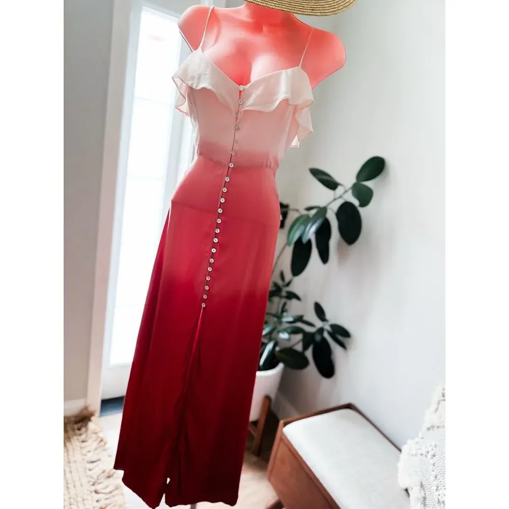 Whispers of Sunset Glow of Firelight ombré open back button front maxi dress - Picture 2 of 7